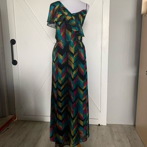 Allen B. By Allen Schwartz Multicolor Chevron Maxi Dress